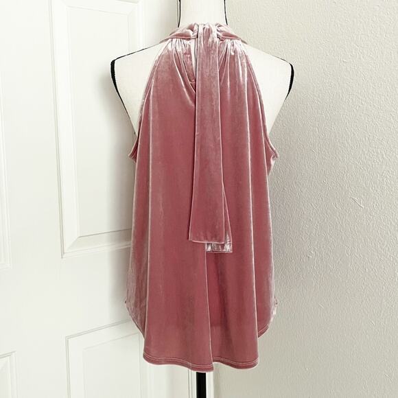 GIBSONLOOK Gibson Pink Velvet Tie Back Halter Holiday Top Women's Size Small - Picture 7 of 11